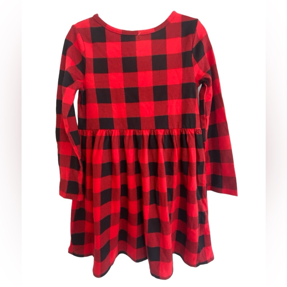 🆕Cat & Jack Buffalo Plaid Girls Fit & Flare Dress Size 5T NWOT